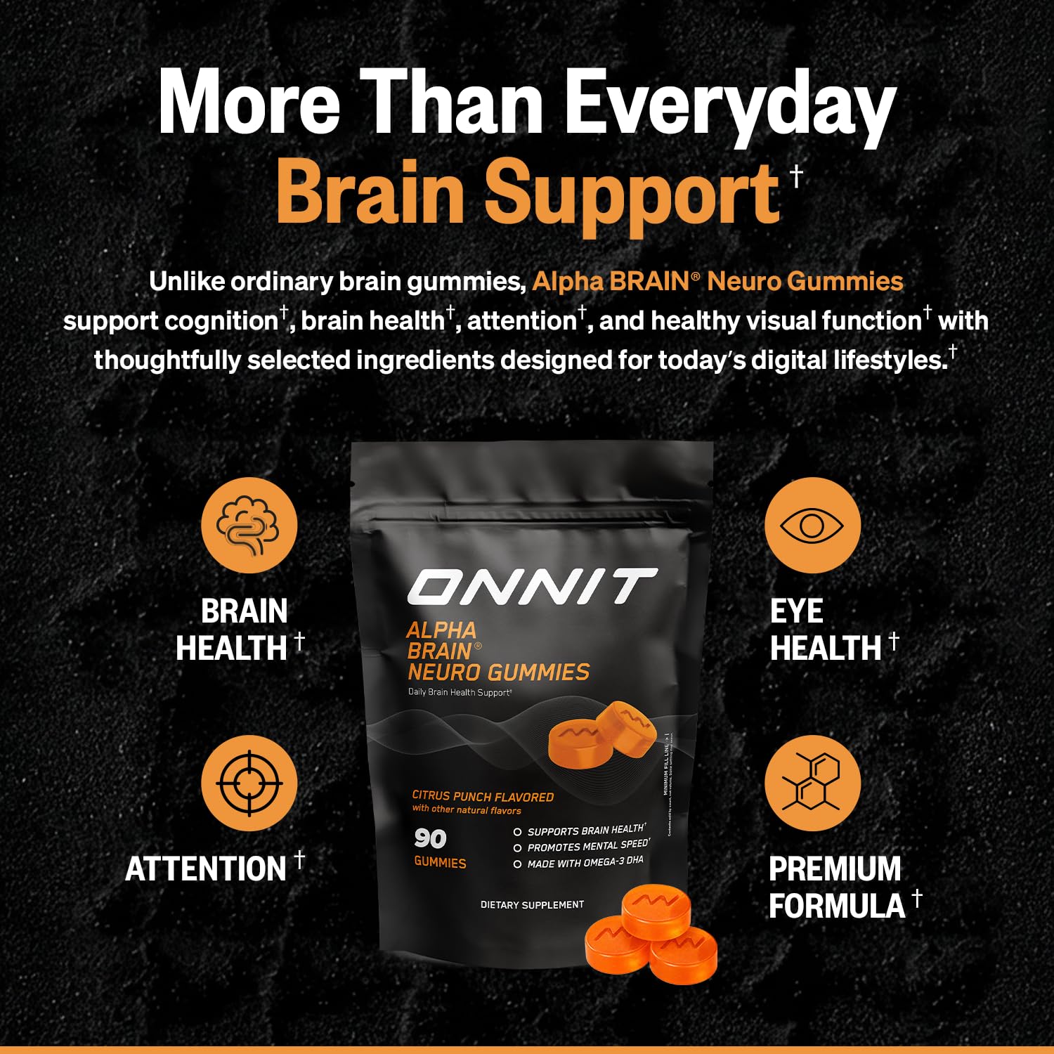 ONNIT gomitas sobre escritorio frente a pantalla para apoyo visual