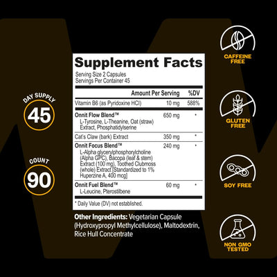 ONNIT Alpha Brain in a tidy workspace conveying focused productive routine