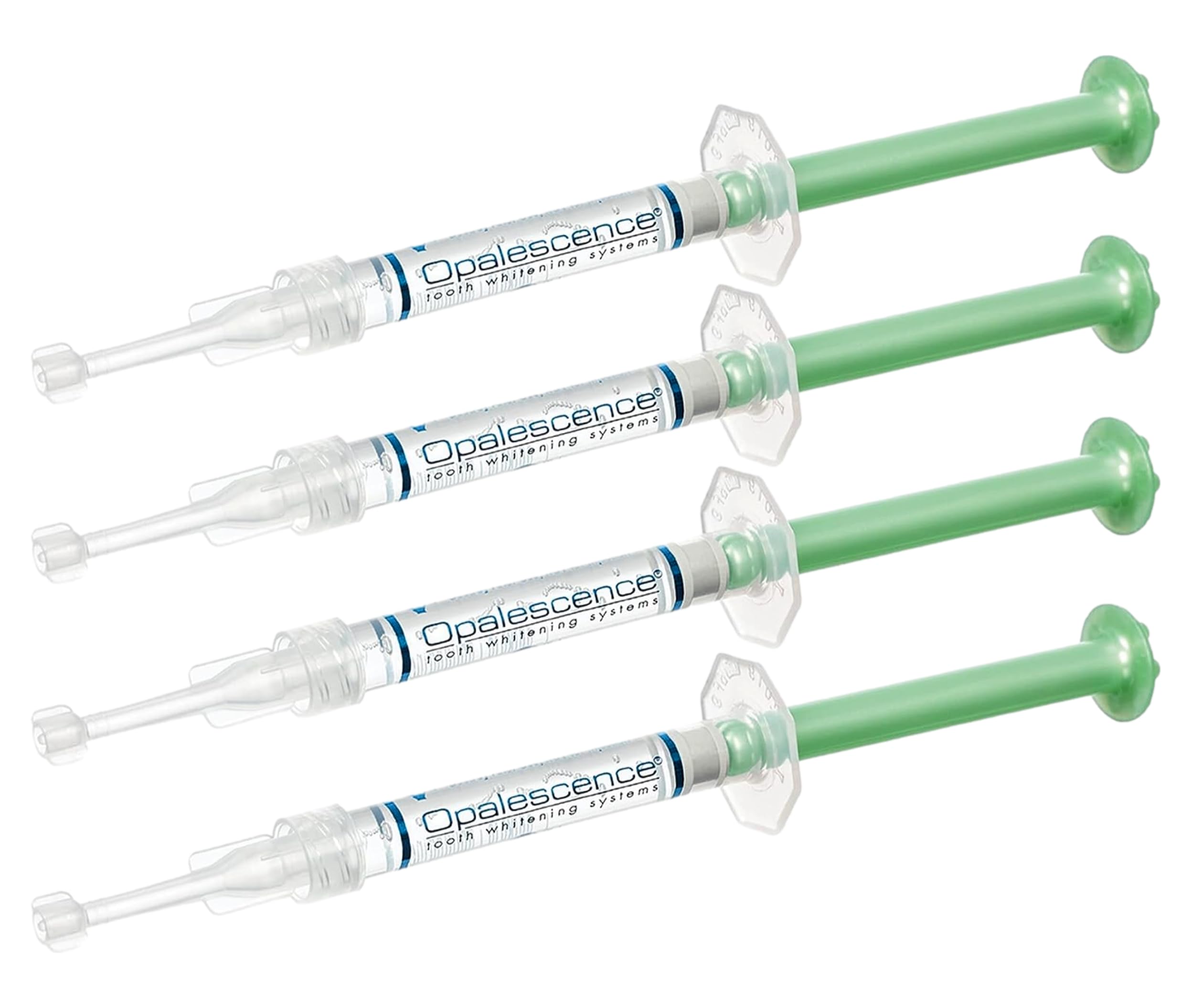 Opalescence jeringas frente muestran el kit y facilidad de uso