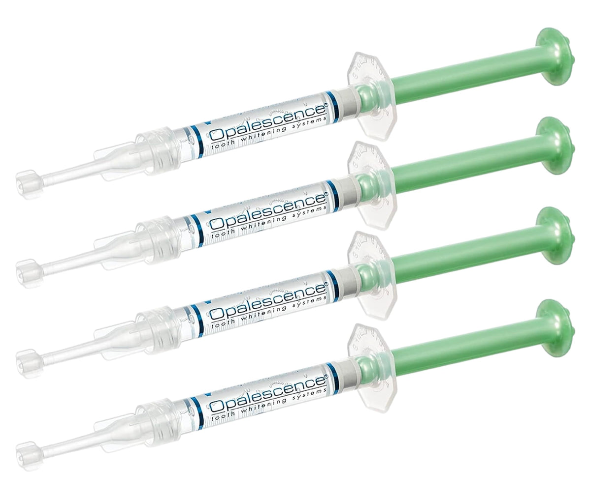 Opalescence jeringas frente muestran el kit y facilidad de uso
