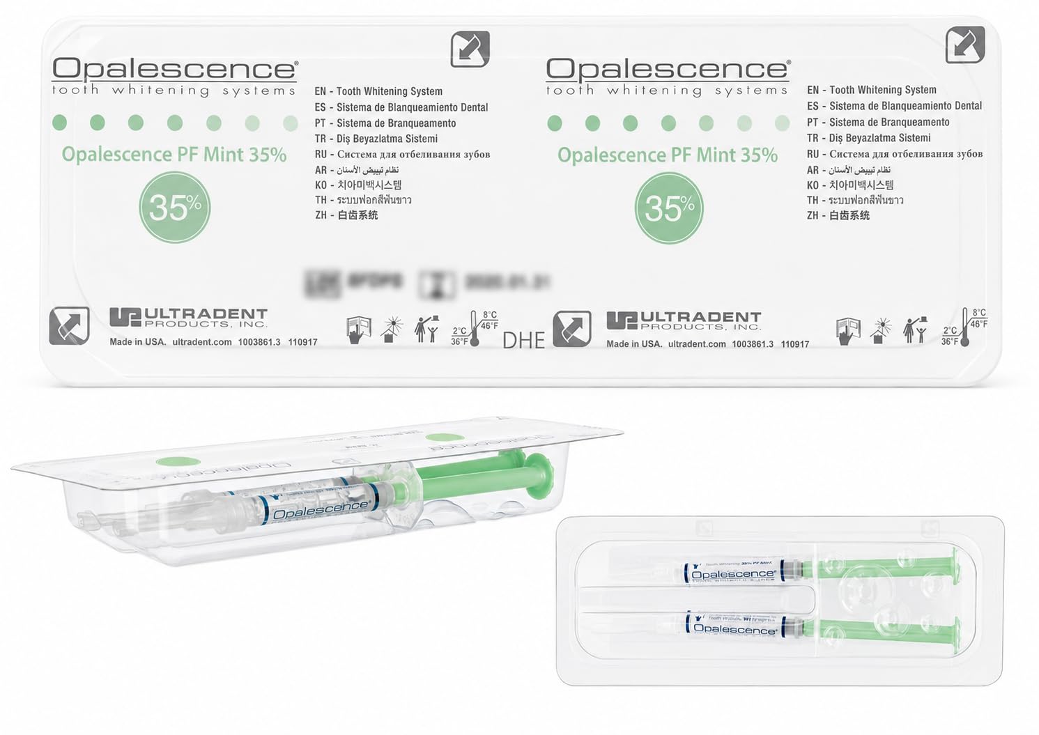 Opalescence etiqueta con ingredientes y sellos que inspiran confianza