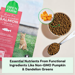Open Farm kibble poured into bowl demonstrating portion and easy serving