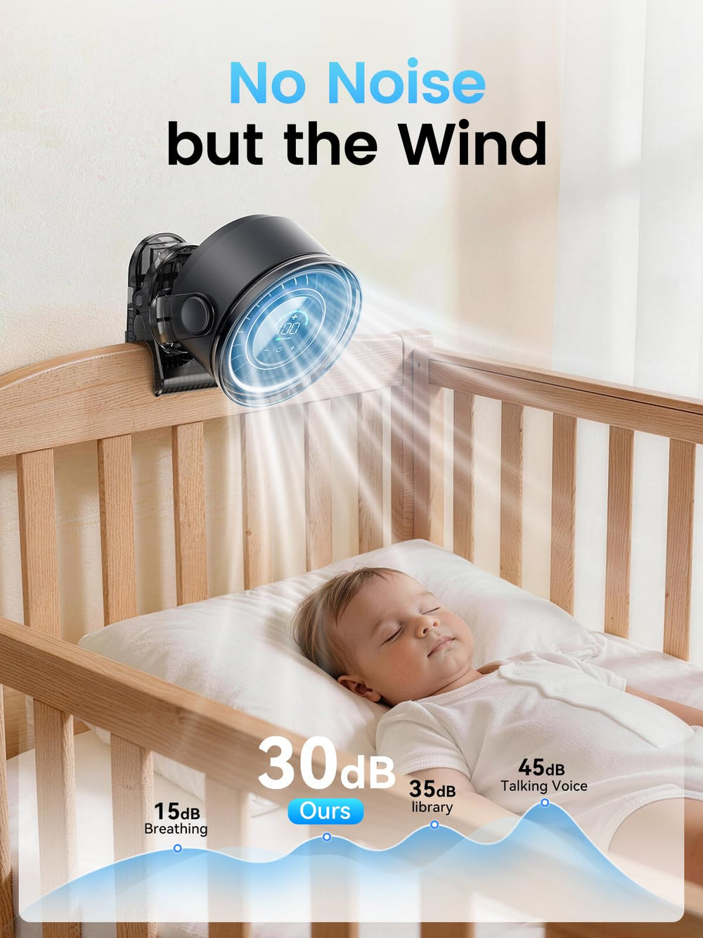 OpenBay ventilador sobre escritorio refrescando zona de trabajo