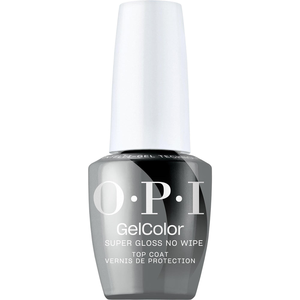 OPI botella frontal del top coat mostrando el envase y acabado brillante