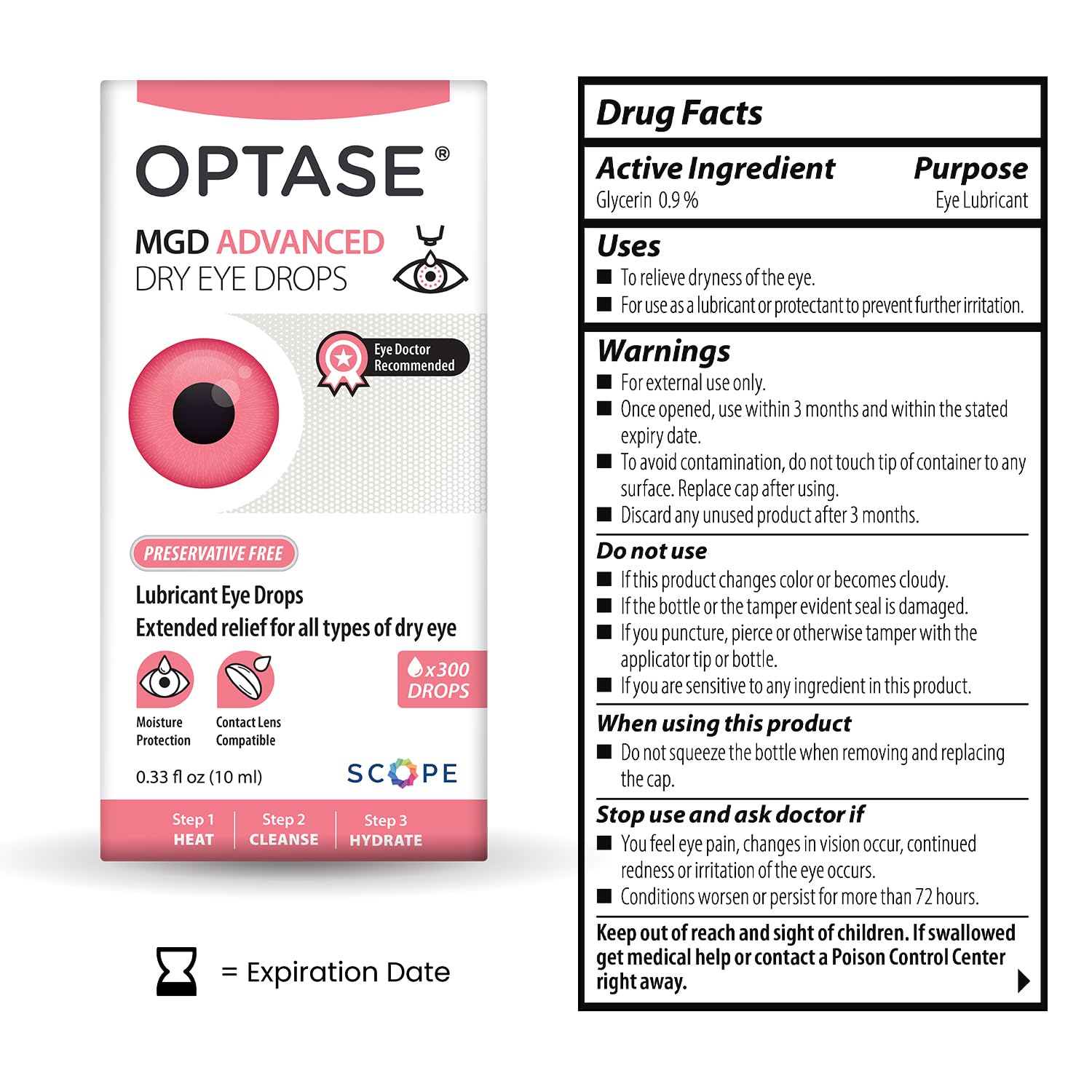 Optase boquilla en primer plano, control de gotas y protección de esterilidad