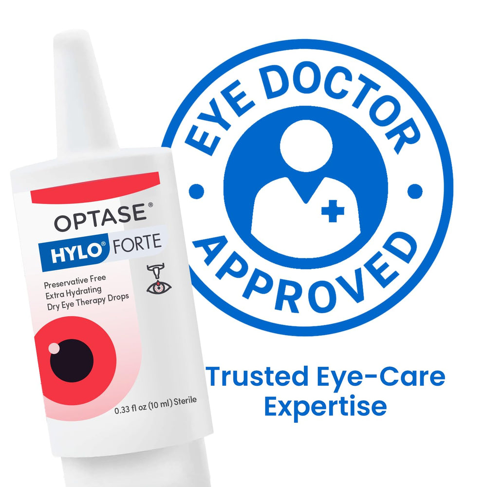 Optase HYLO Forte etiqueta con ingredientes y beneficios visibles