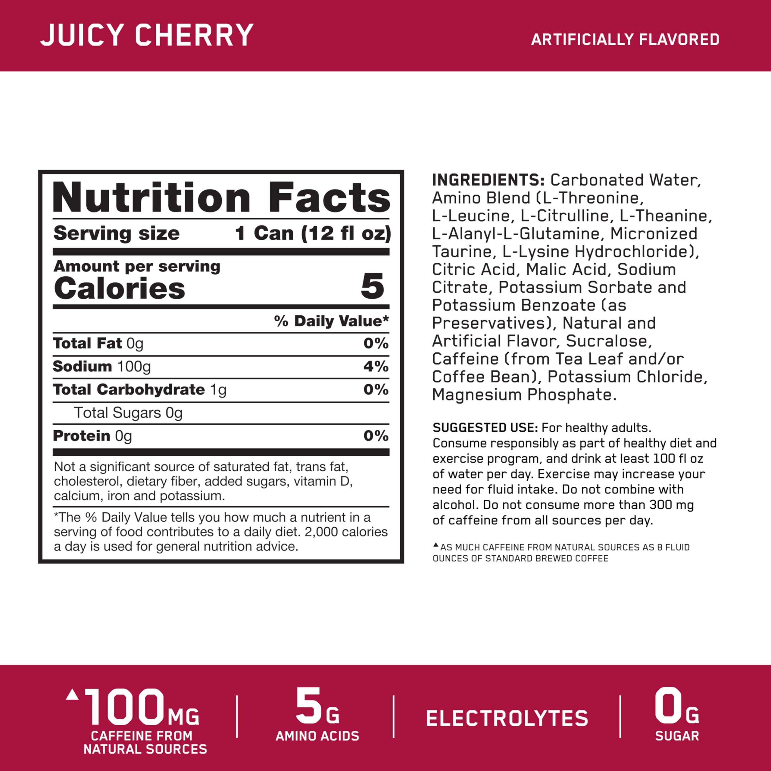Optimum Nutrition etiqueta lateral con información nutricional clara