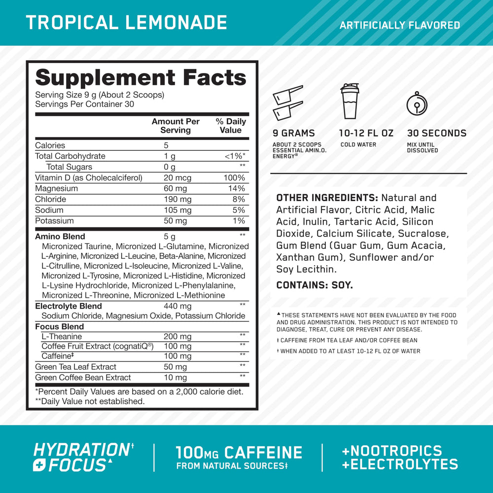 Optimum Nutrition textura del polvo fina y soluble para mezclas rápidas