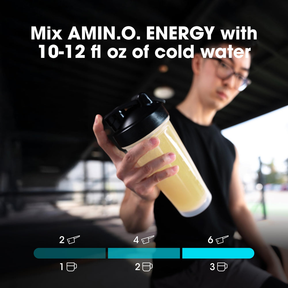 Optimum Nutrition cuchara con porción que muestra la cantidad por servicio
