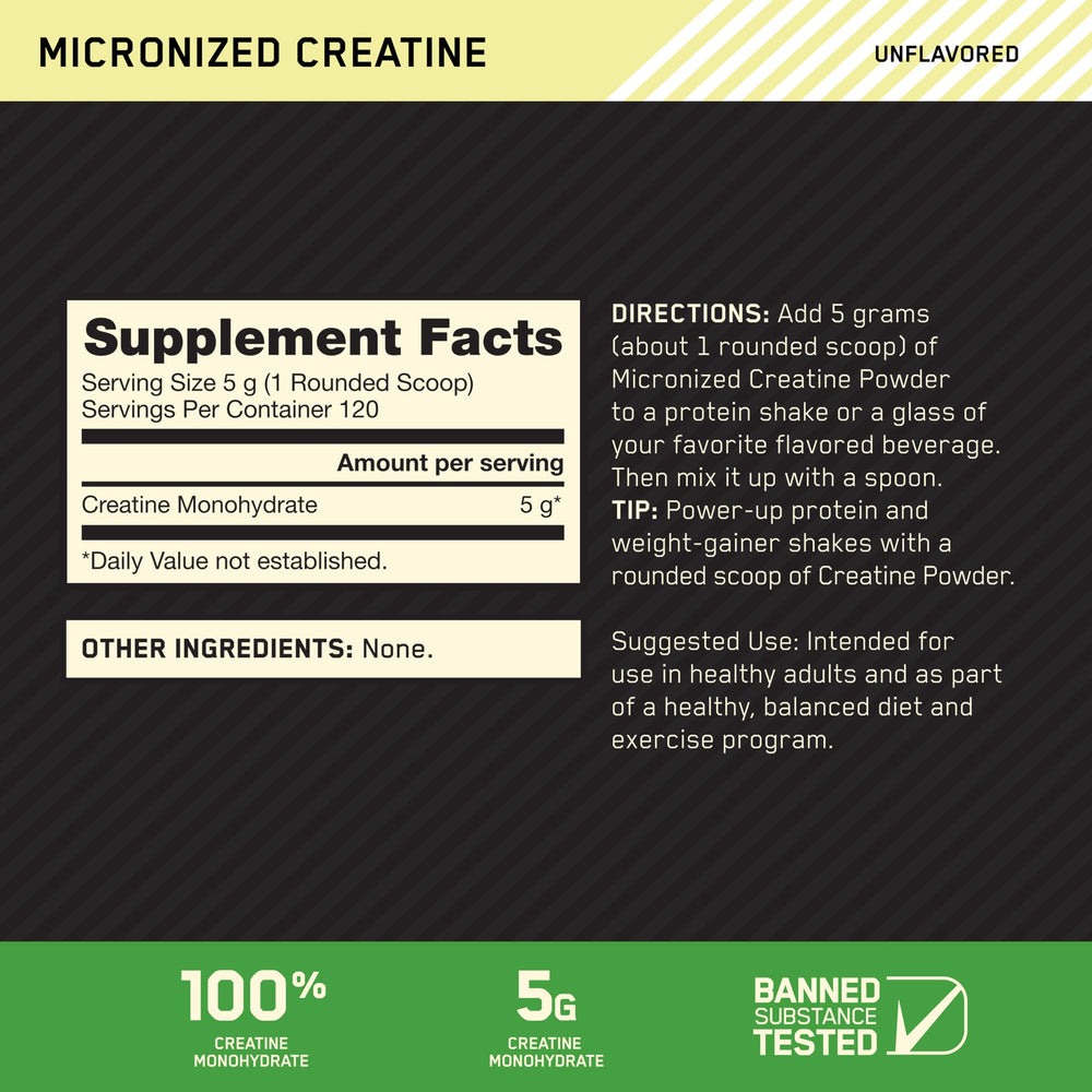 Optimum Nutrition cuchara con 5 g de creatina lista para uso y fácil dosificado
