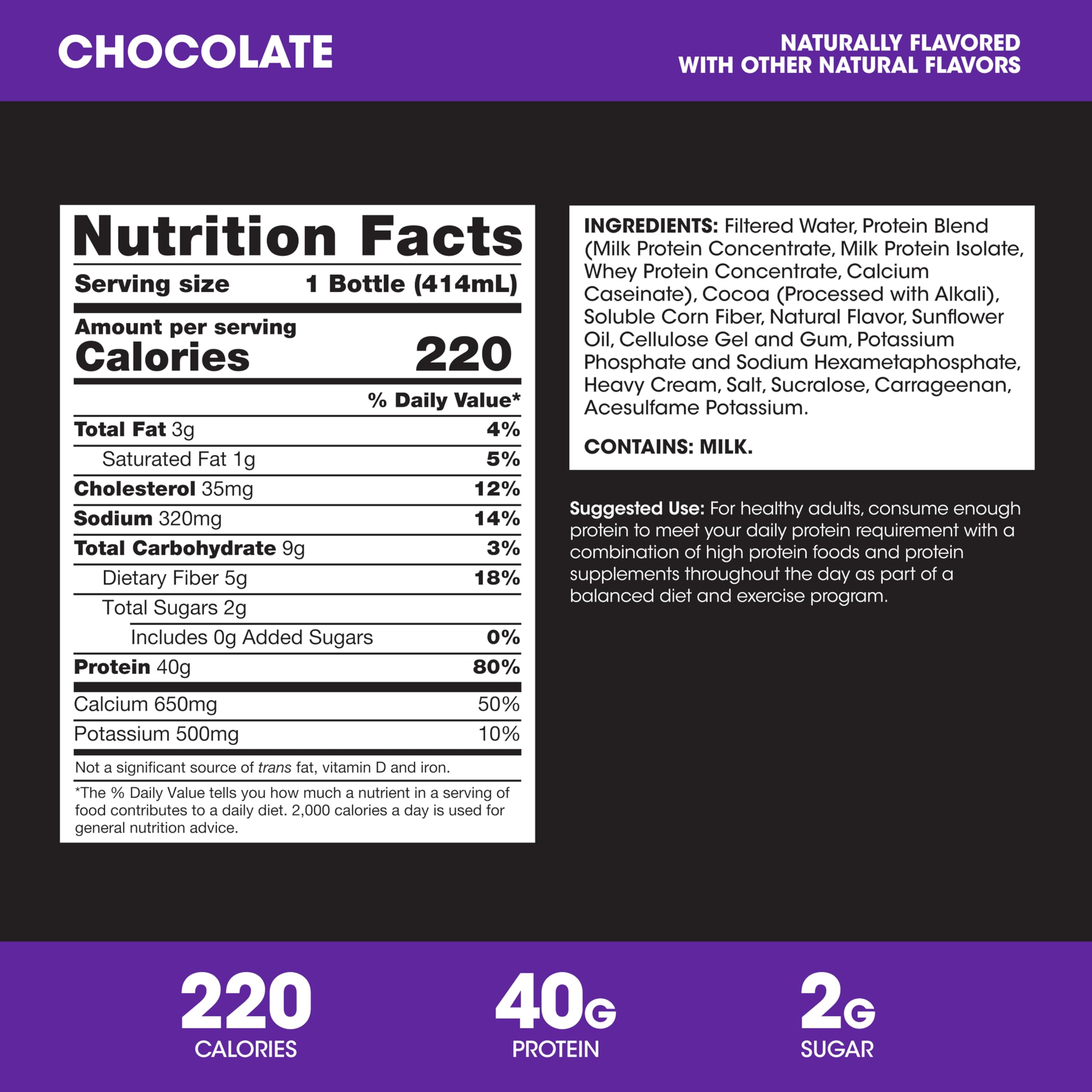 Optimum Nutrition etiqueta y diseño del envase con información clara de 40 g proteína