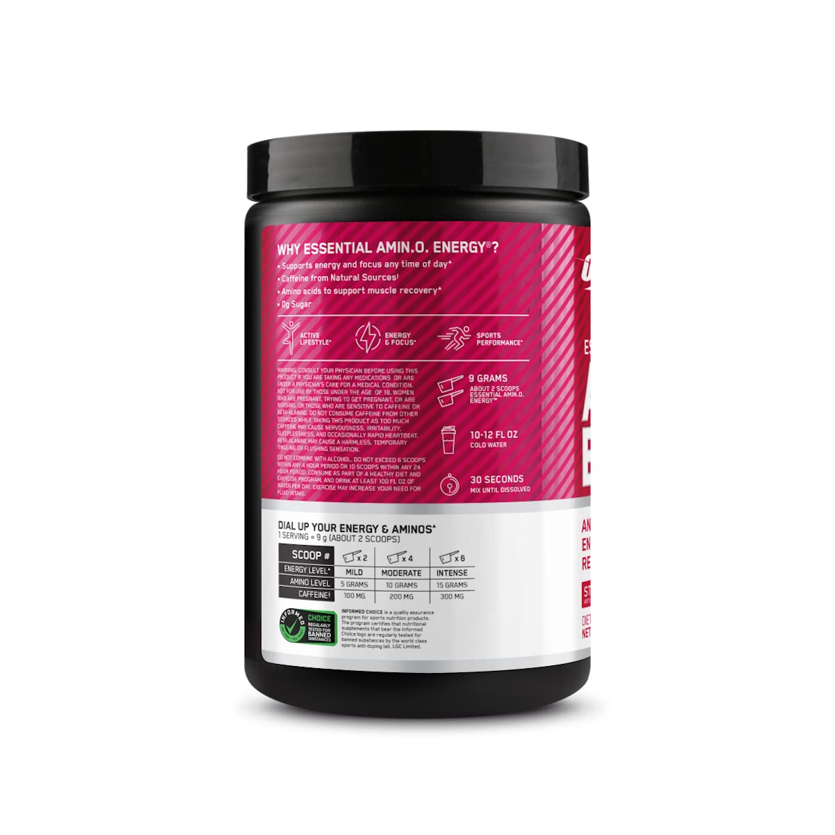 Optimum Nutrition envase junto a fresas y limas, sugiere sabor natural y atractivo
