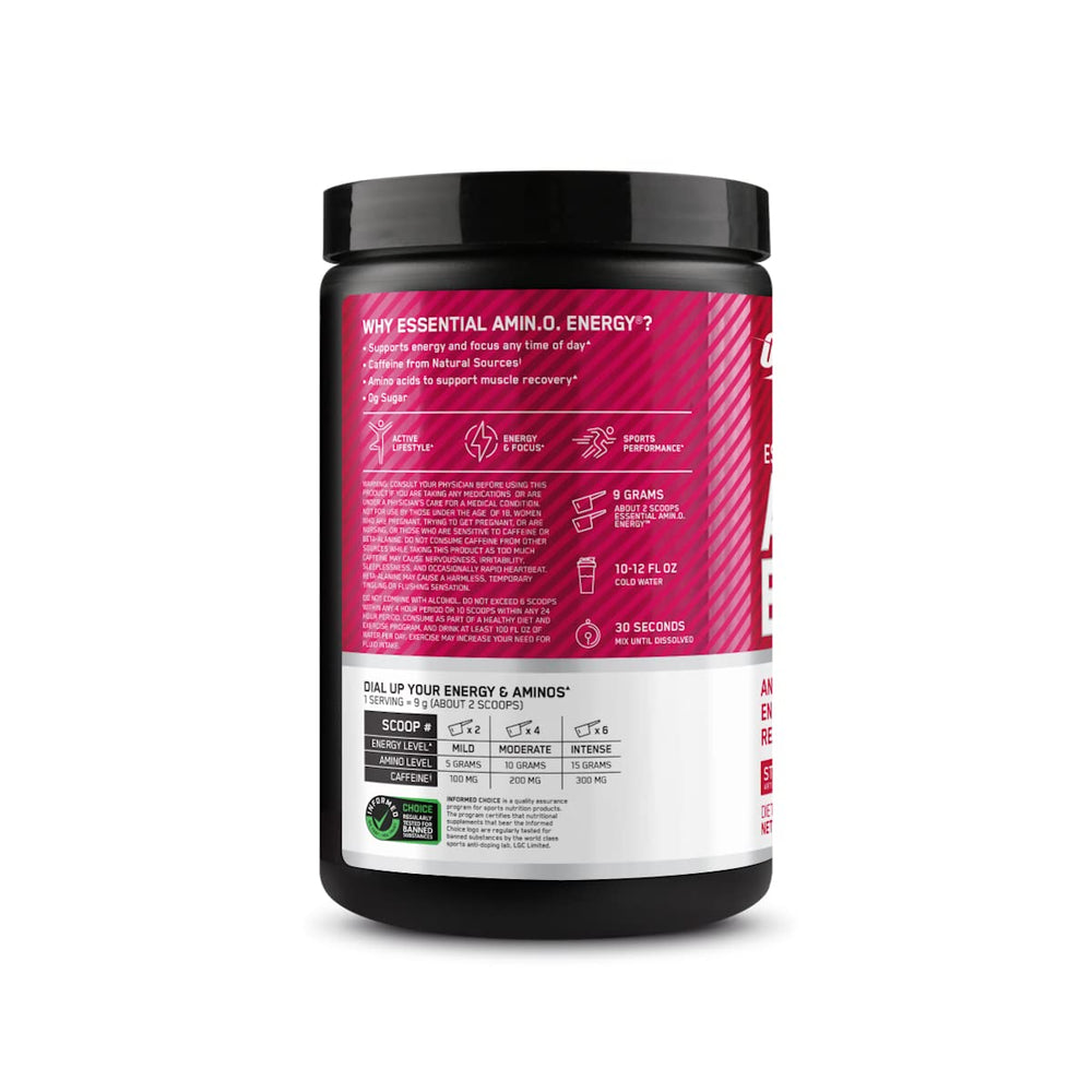 Optimum Nutrition envase junto a fresas y limas, sugiere sabor natural y atractivo