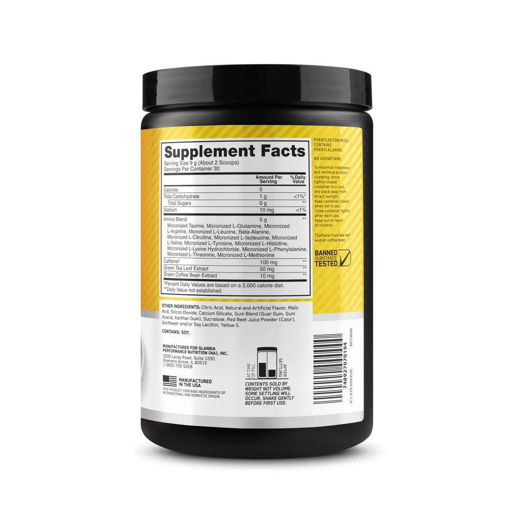 Optimum Nutrition vaso en mesa de desayuno mostrando consumo diario conveniente