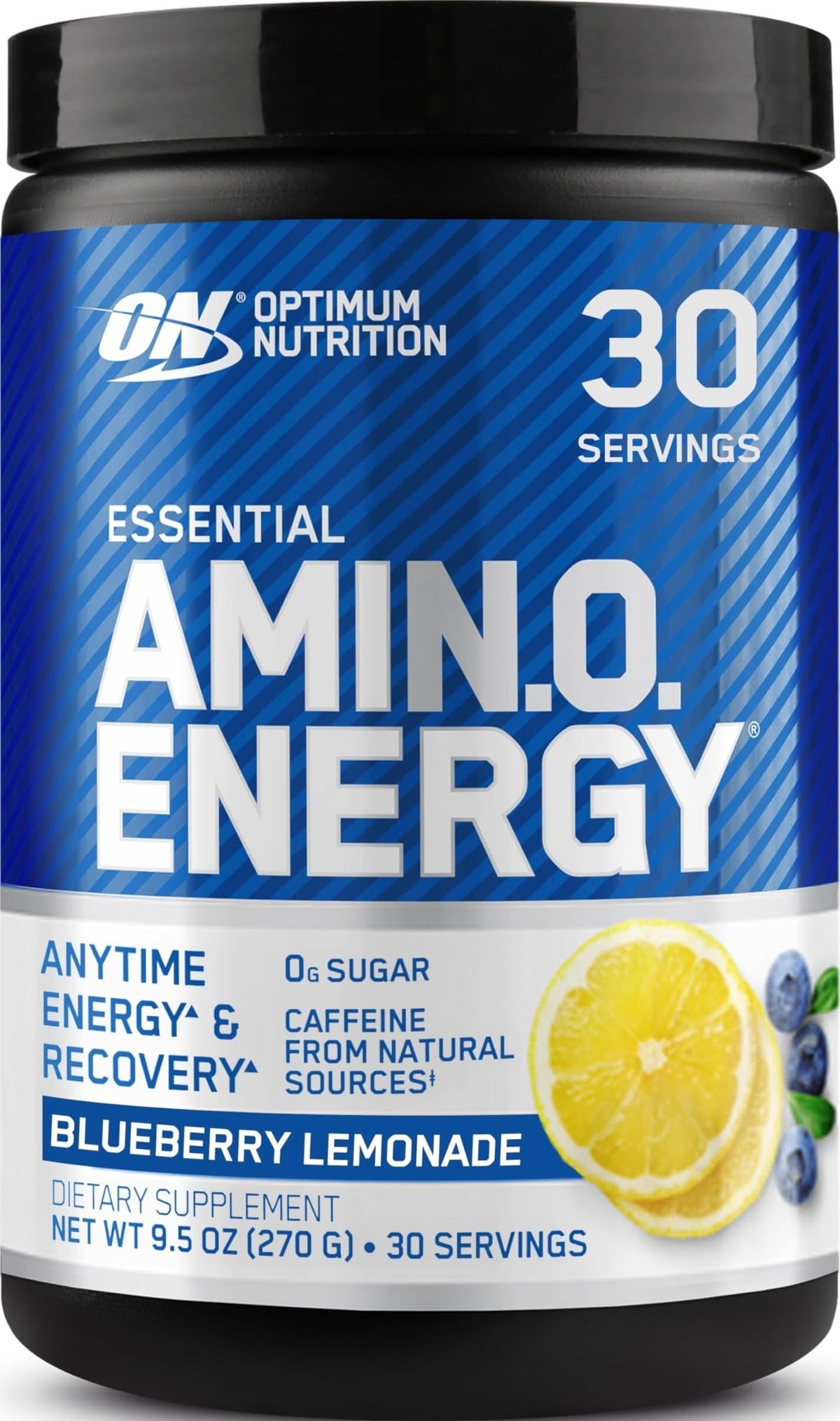 Optimum Nutrition frente del envase mostrando el sabor y beneficio de energía