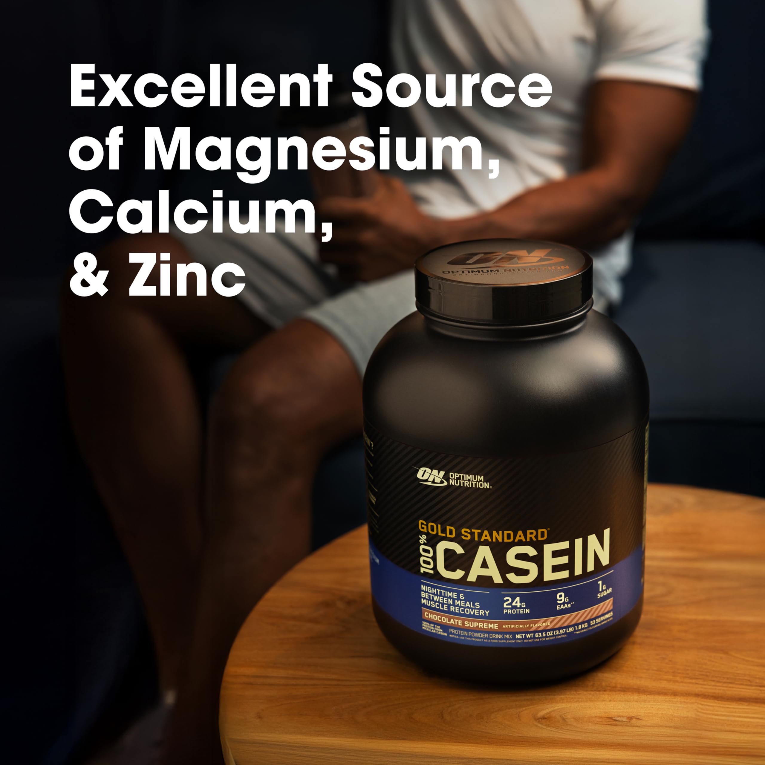 Optimum Nutrition etiqueta en zoom mostrando ingredientes y minerales clave