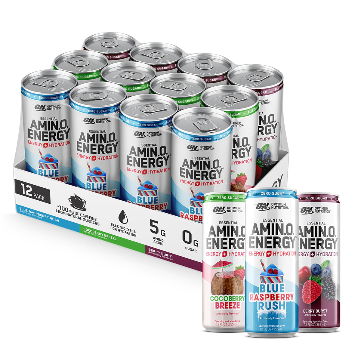 Optimum Nutrition lata frontal mostrando diseño y beneficio refrescante