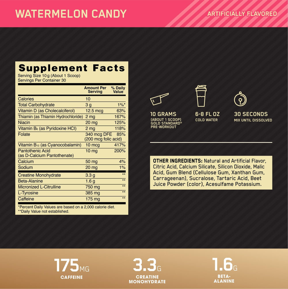 Optimum Nutrition medida en shaker lista para mezclar y usar antes del entrenamiento