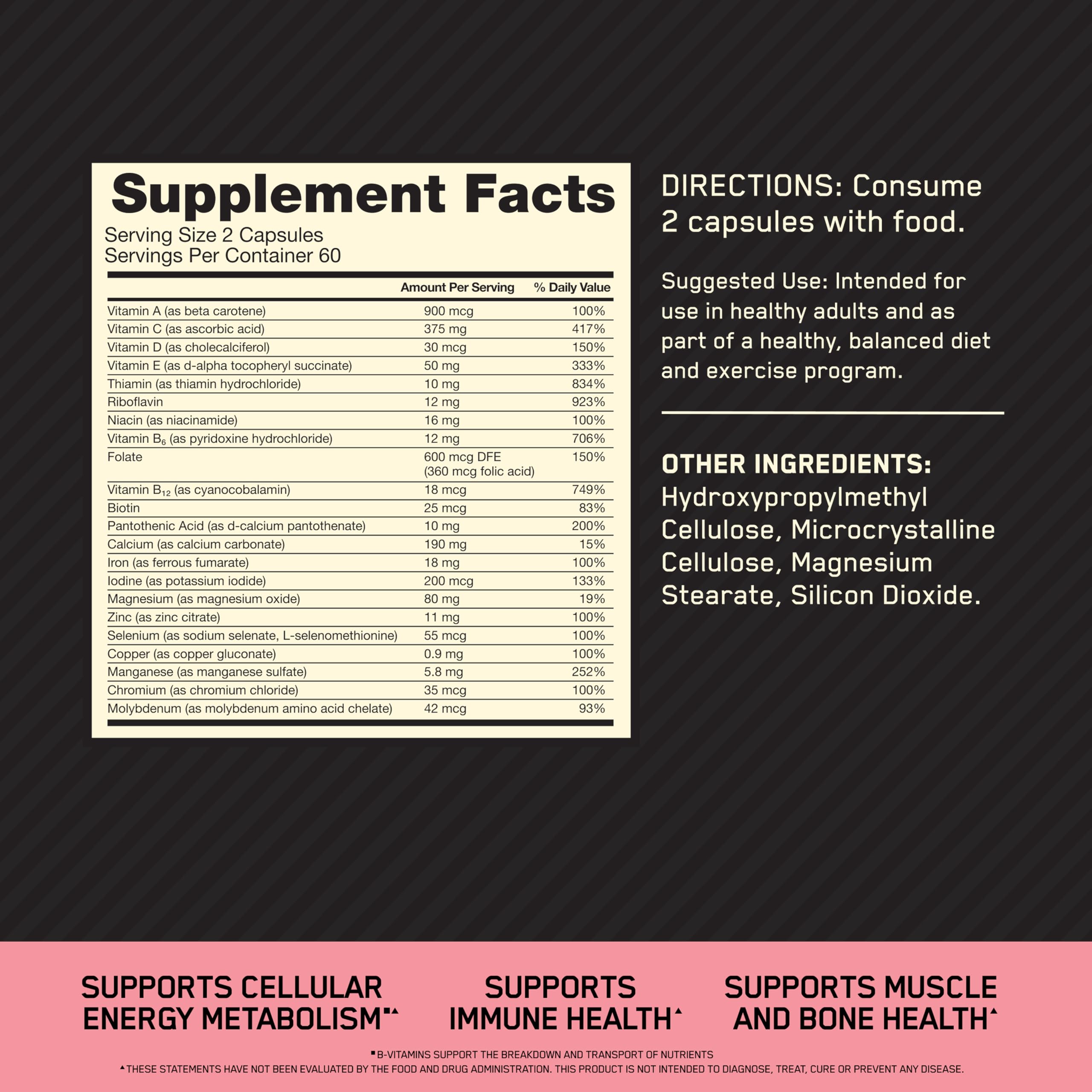 Optimum Nutrition close-up de cápsulas y textura para inspección