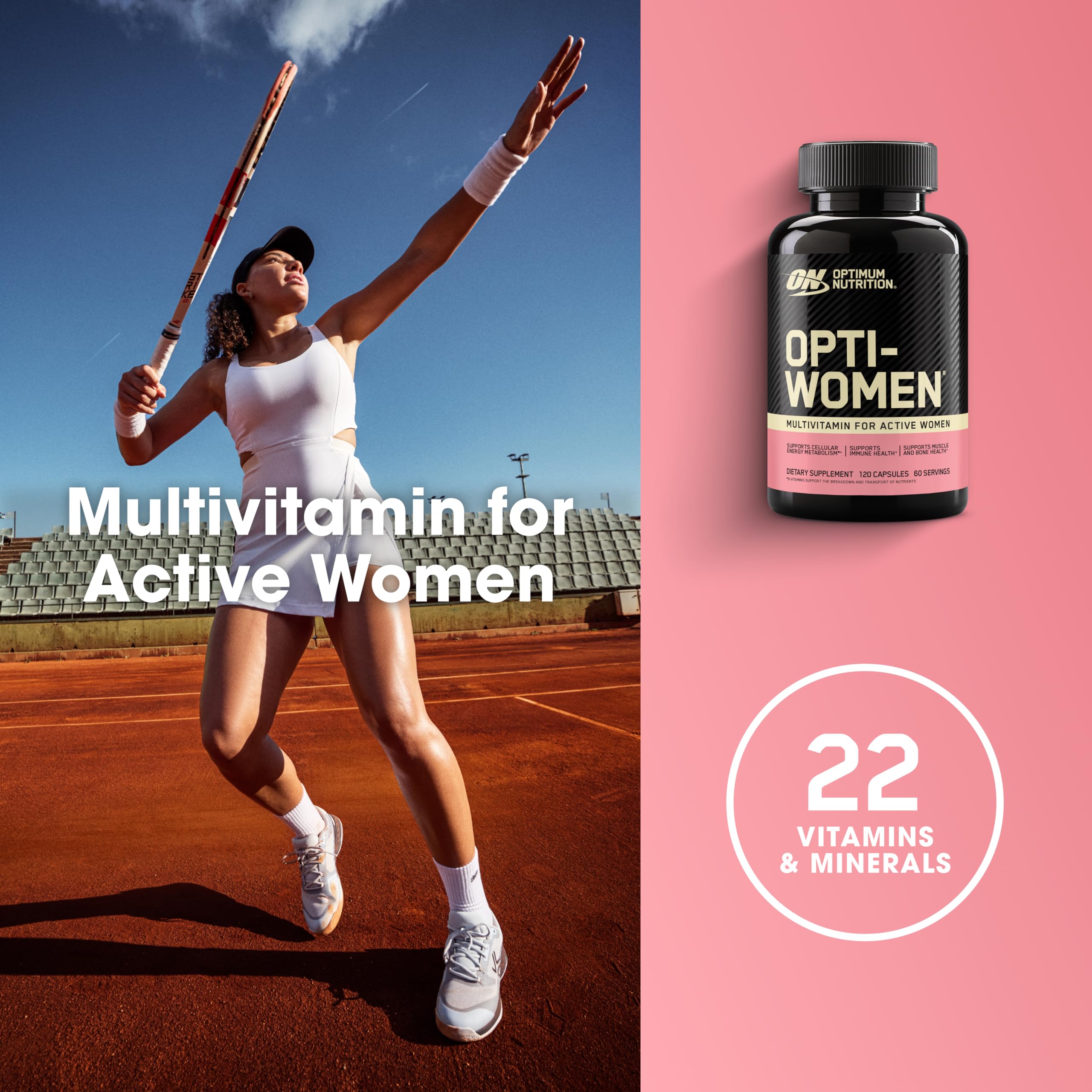 Optimum Nutrition etiqueta nutricional con vitaminas y minerales listados