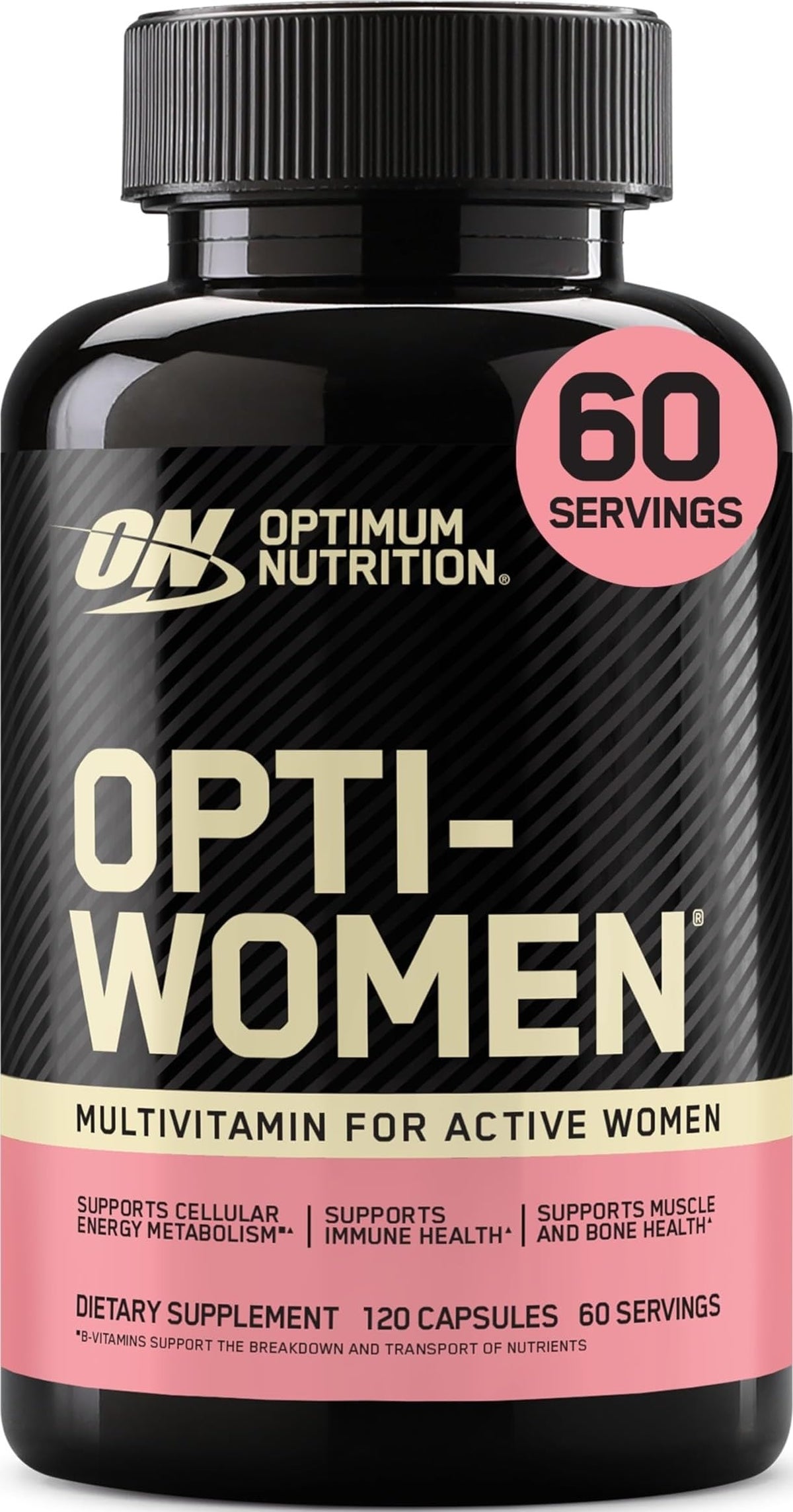 Optimum Nutrition frasco Opti-Women frontal mostrando diseño y cantidad