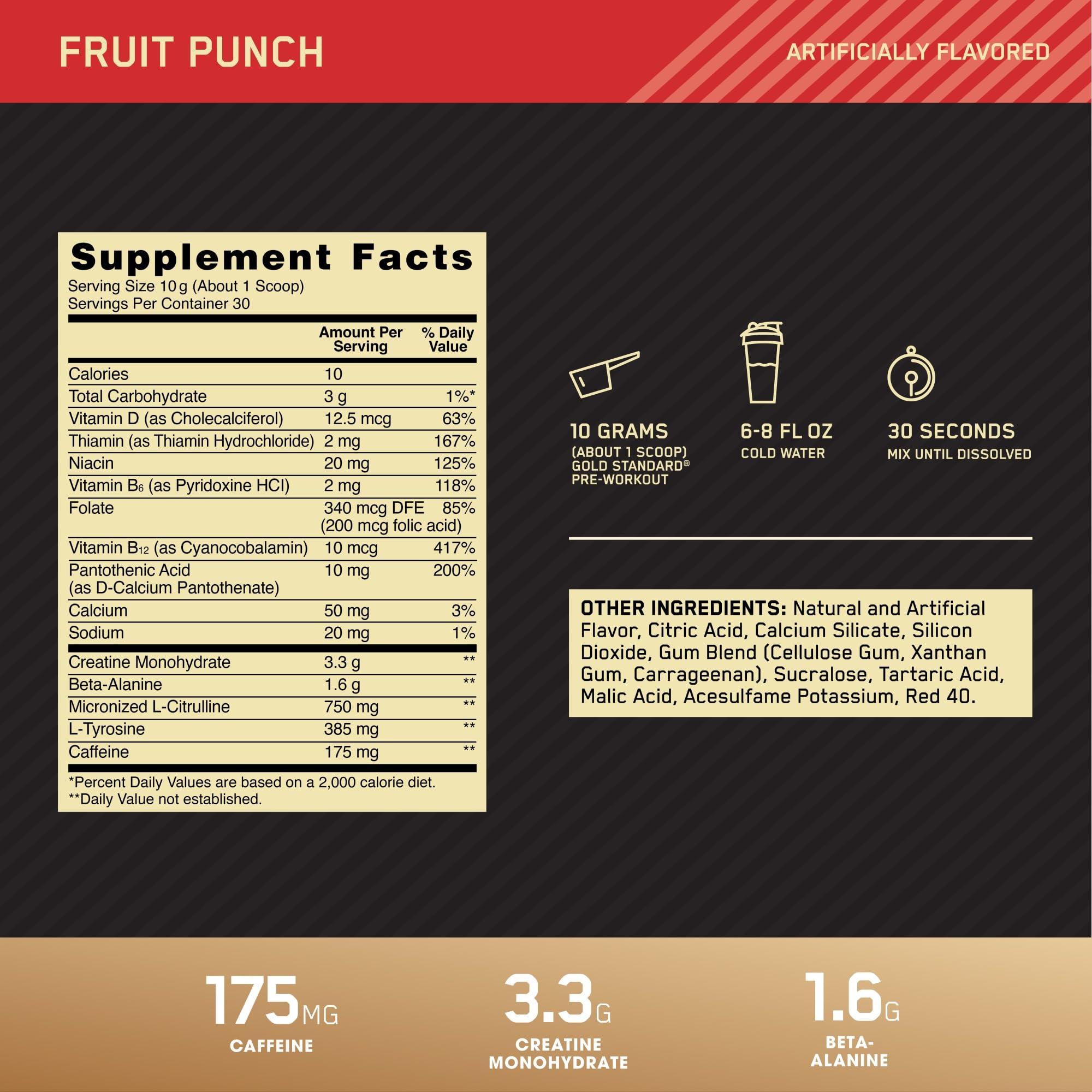 Optimum Nutrition polvo en cuchara mostrando textura fina y fácil disolución