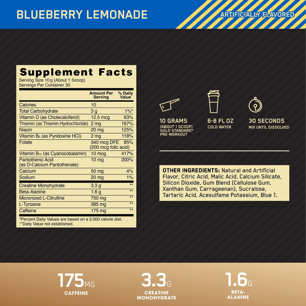 Bebida Optimum Nutrition pre-workout en coctelera lista para entrenar con energía