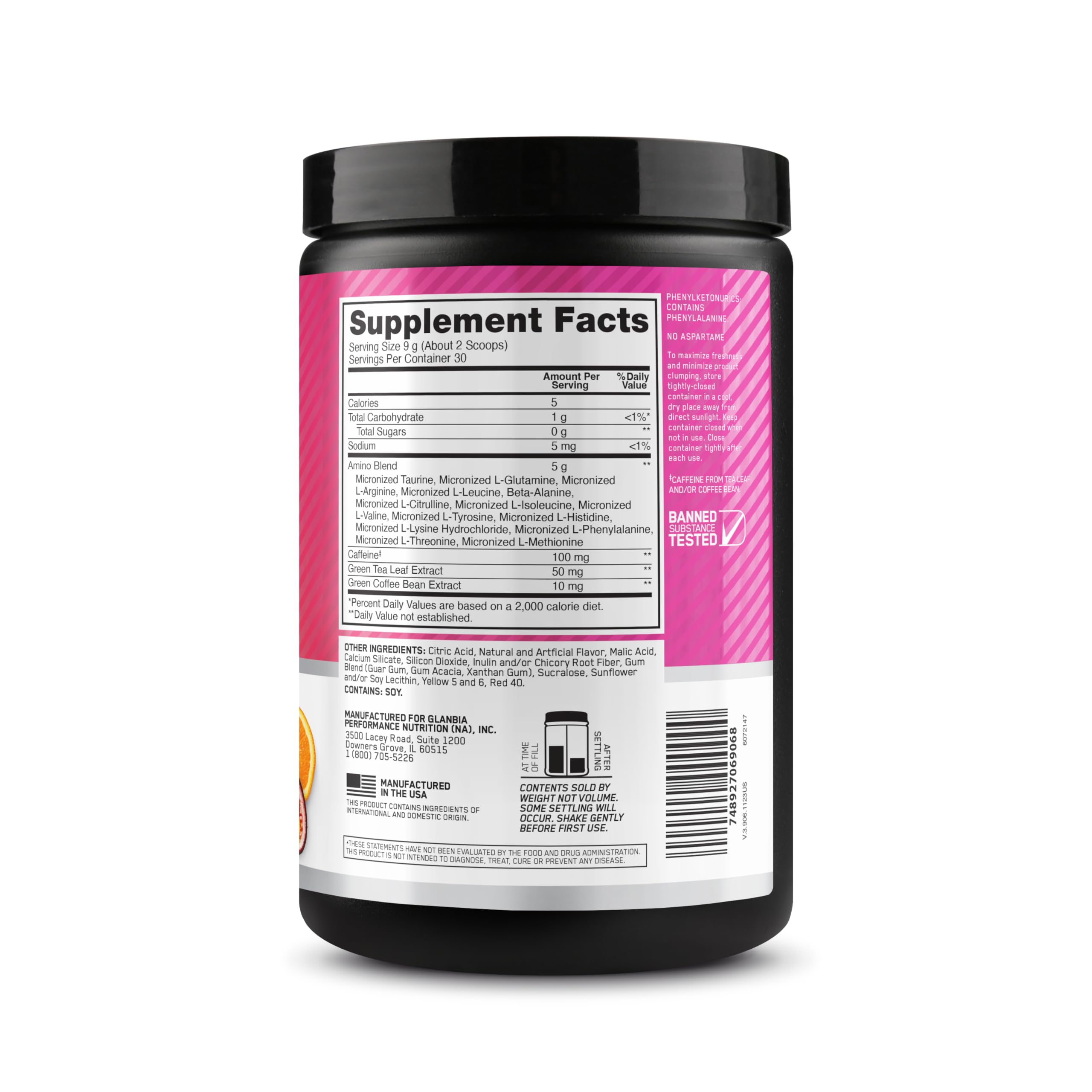 Optimum Nutrition presentación tropical mostrando color y atractivo del sabor Tropical Sunrise
