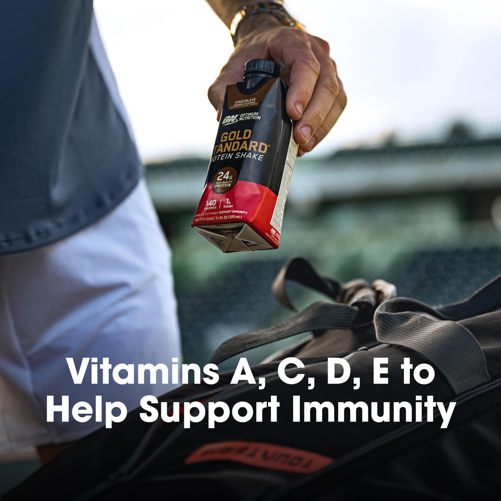 Optimum Nutrition vertido en vaso demostrando aspecto y solidez del producto