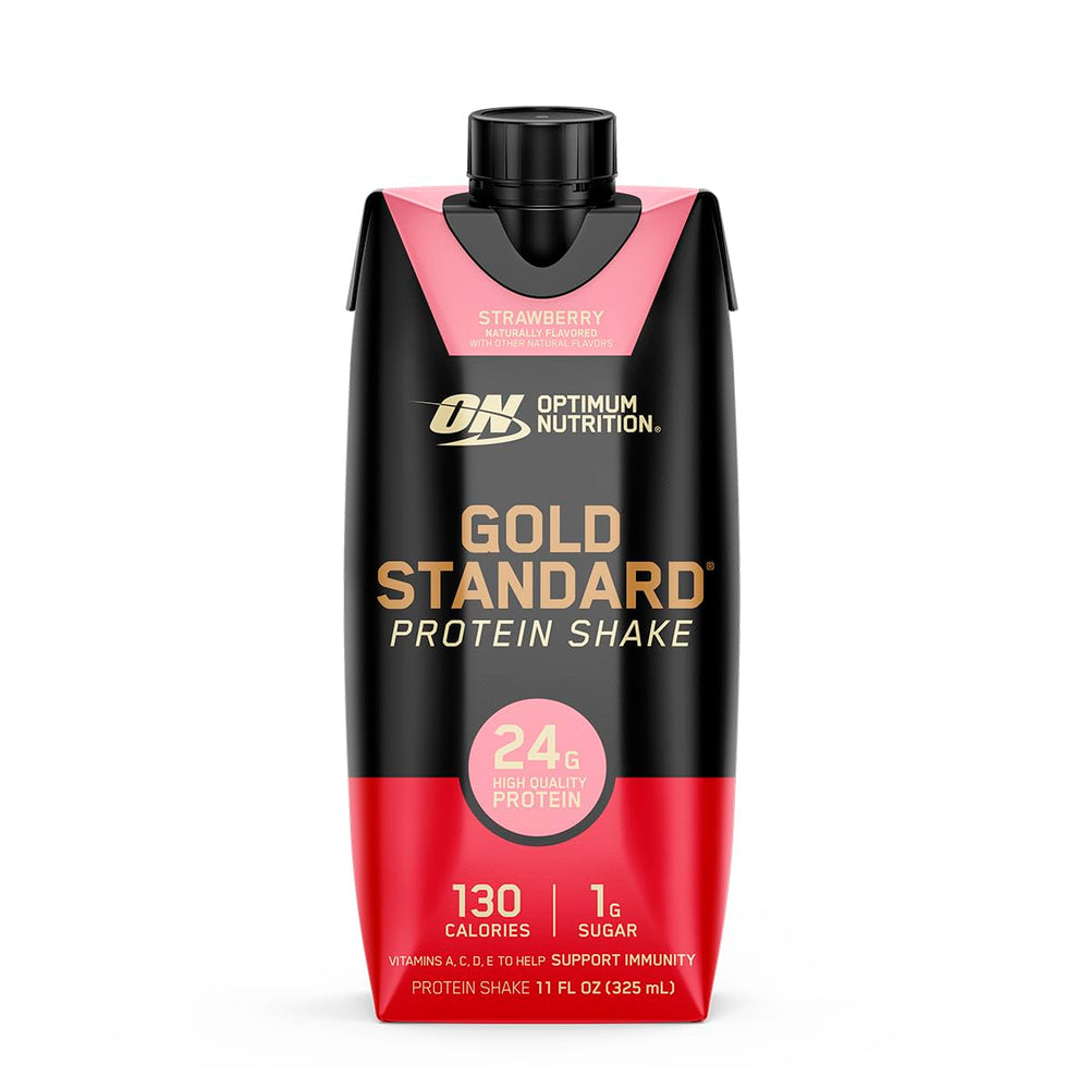 Optimum Nutrition poured into glass illustrating pourability and ready-to-drink convenience