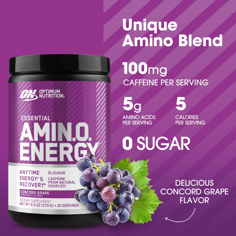 Optimum Nutrition vaso preparado Concord Grape con energía instantánea