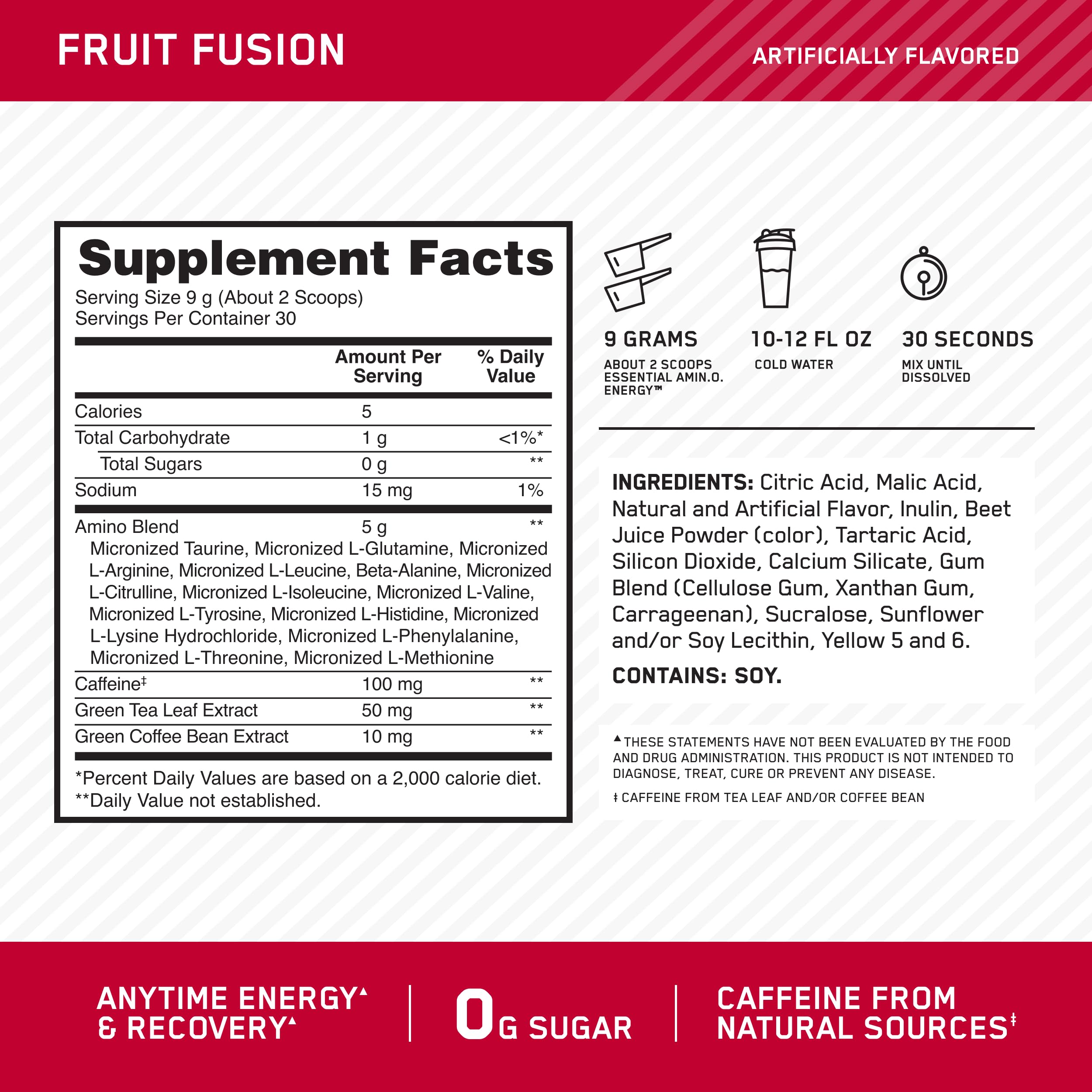 Optimum Nutrition polvo textura fina para mezclar rápidamente y absorber fácil