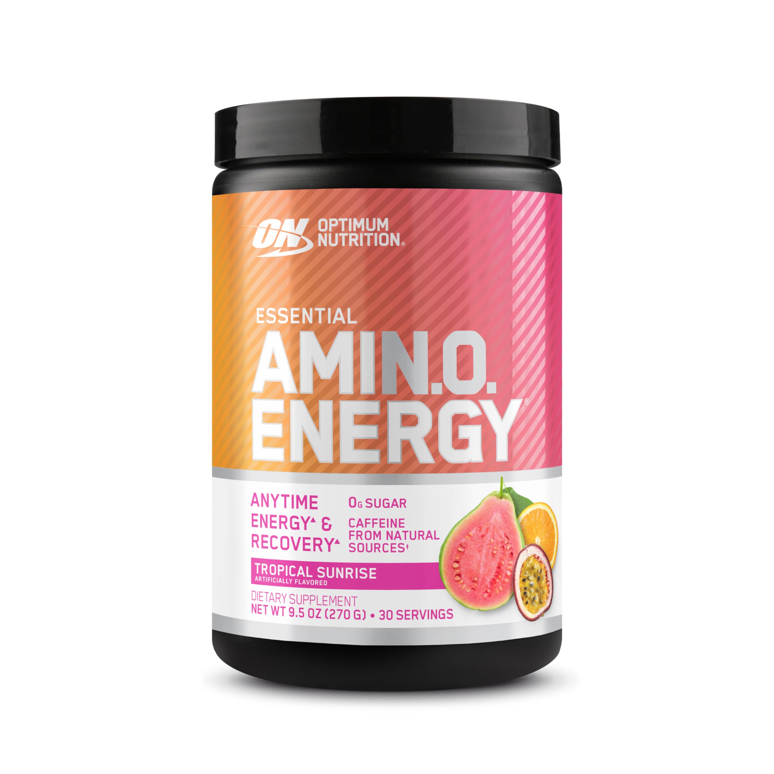Optimum Nutrition envase frontal Tropical Sunrise muestra diseño y marca para fácil identificación