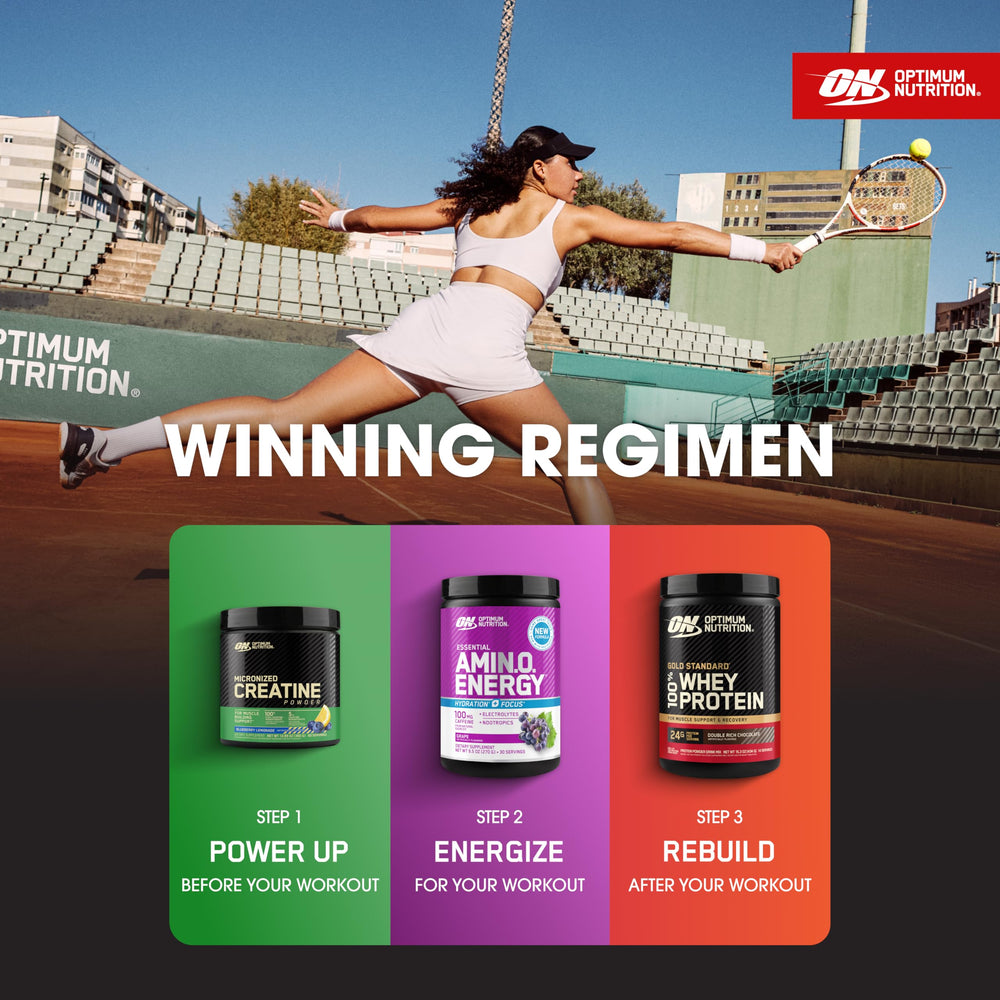 Optimum Nutrition escena lifestyle antes de correr para enfoque y energía