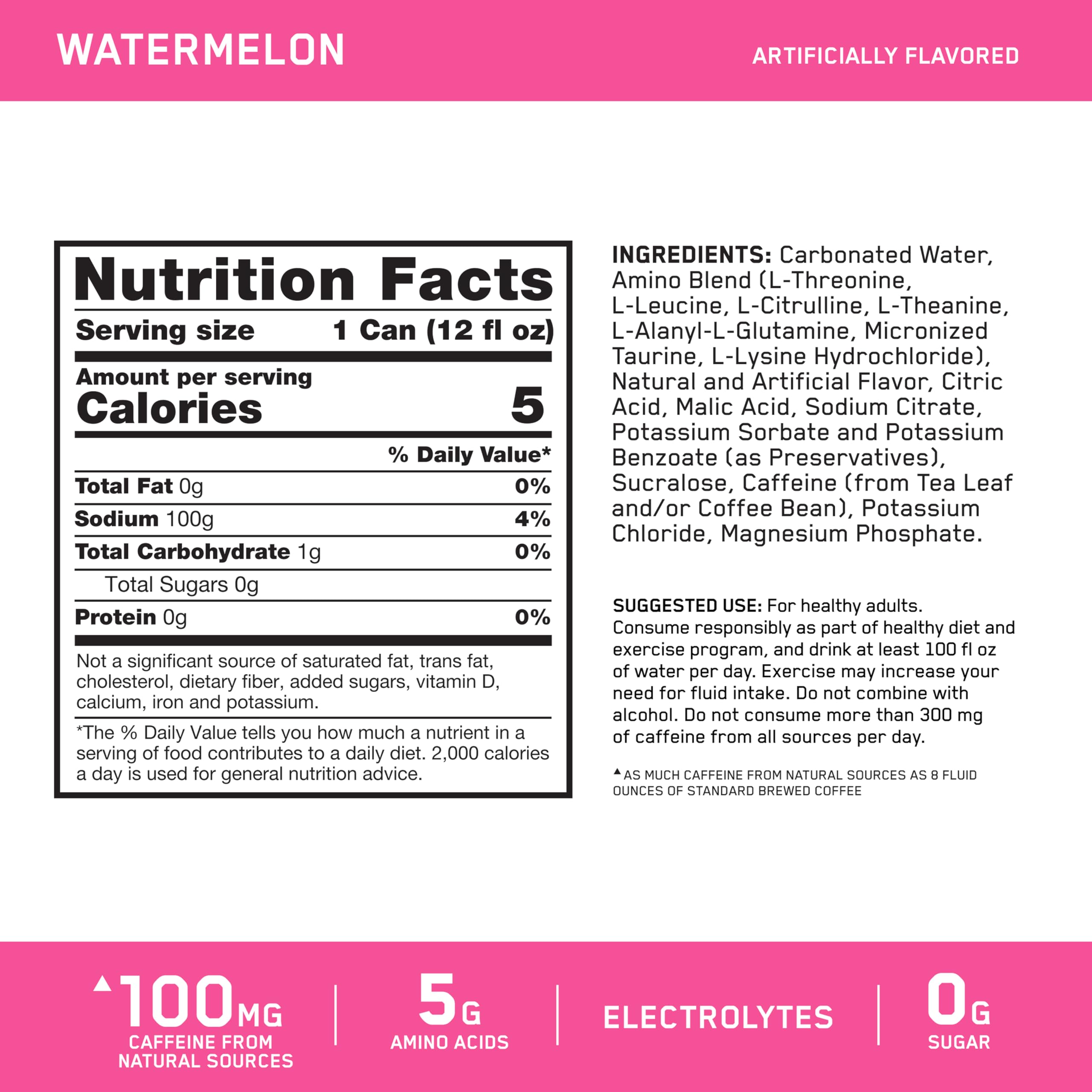 Optimum Nutrition side label with nutrition facts and ingredient clarity