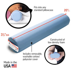 OPTP cervical roll zippered cover detail showing washable convenience and hygiene