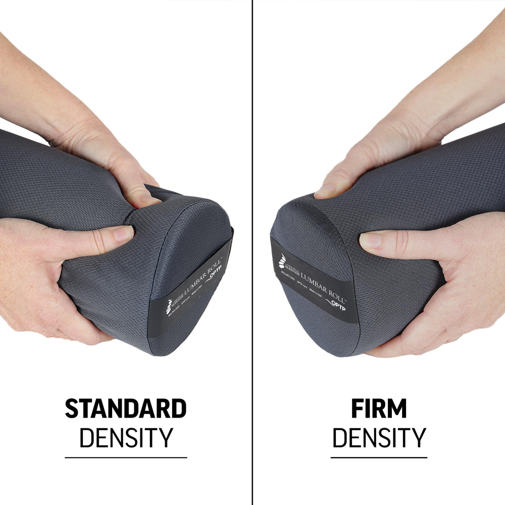 OPTP The Original McKenzie Lumbar Roll primer plano de textura de la funda y transpirabilidad visible