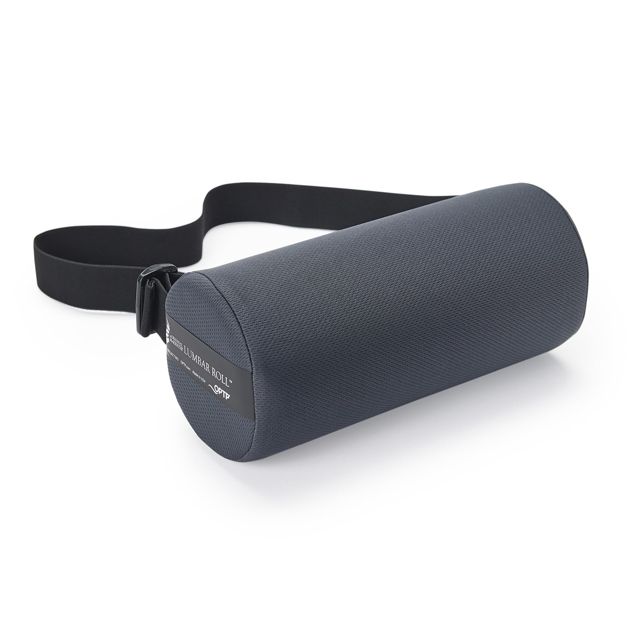 OPTP The Original McKenzie Lumbar Roll vista frontal mostrando forma cilíndrica y tamaño práctico