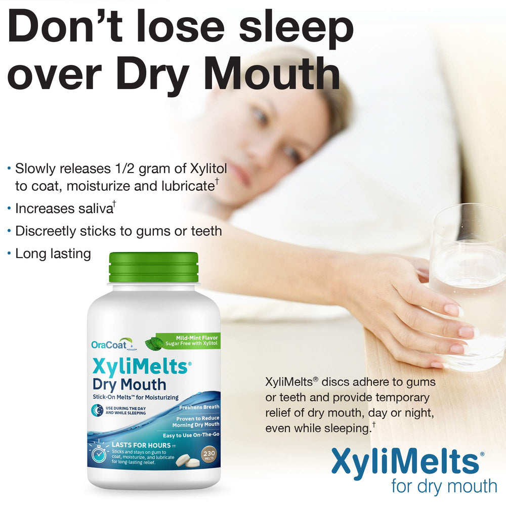 Oracoat disc adhered in mouth demonstrating discreet overnight moisture