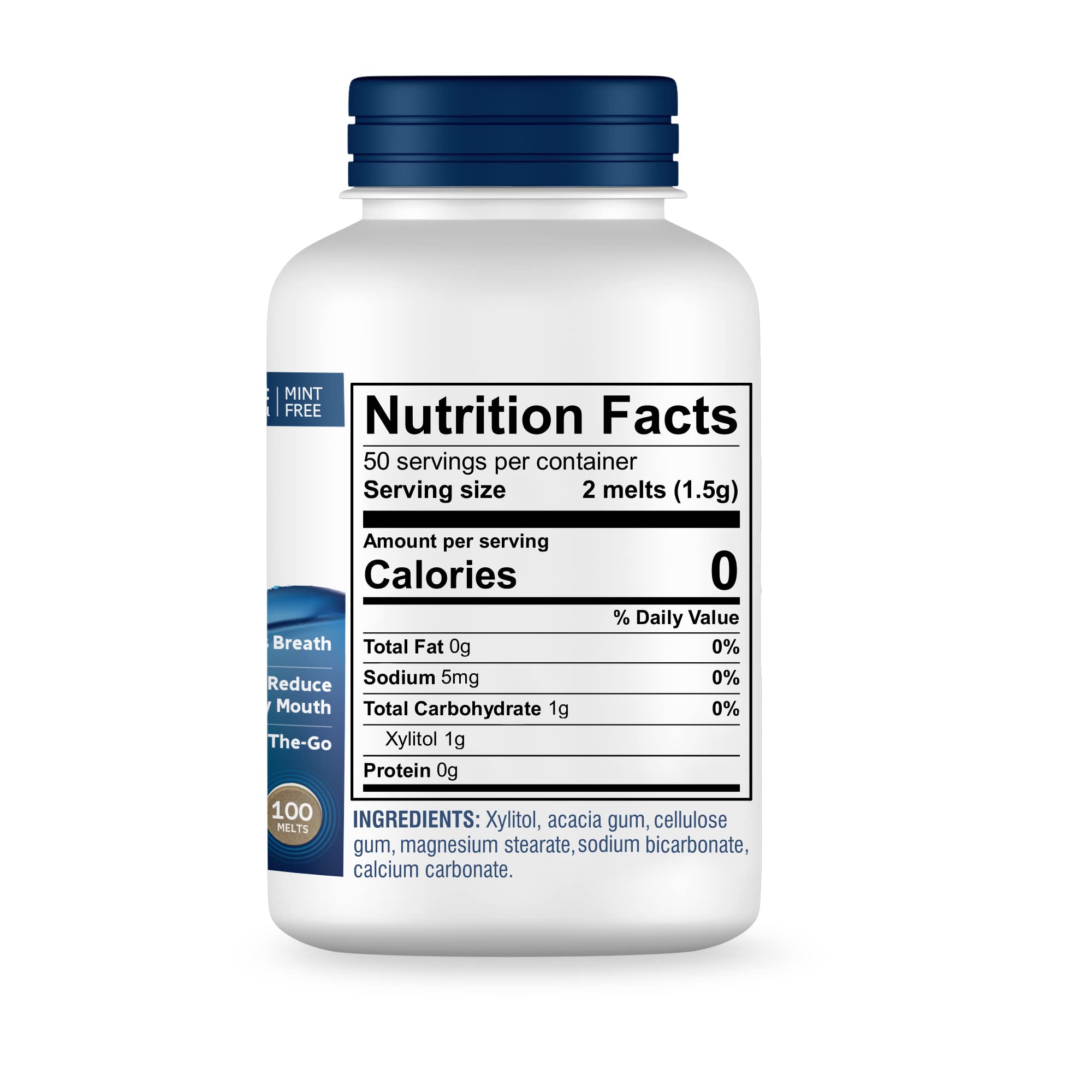 Oracoat etiqueta de ingredientes destacando 550 mg de xilitol por disco