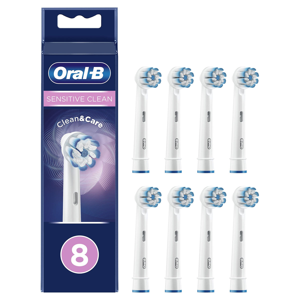 Oral-B cabezal Sensitive Clean frontal muestra diseño y beneficio limpieza suave