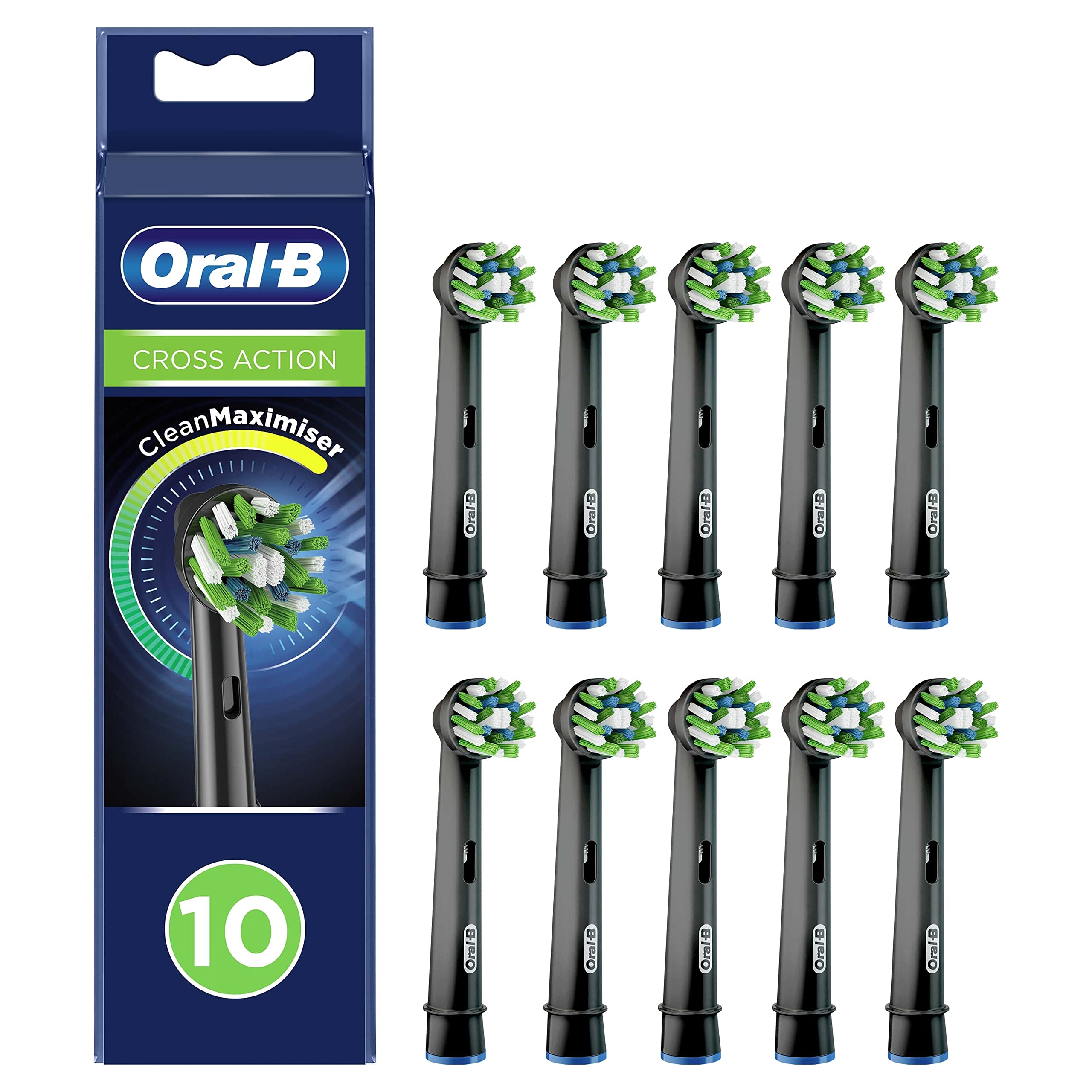 Oral-B CrossAction front packaging showing 10 refills and brand benefit