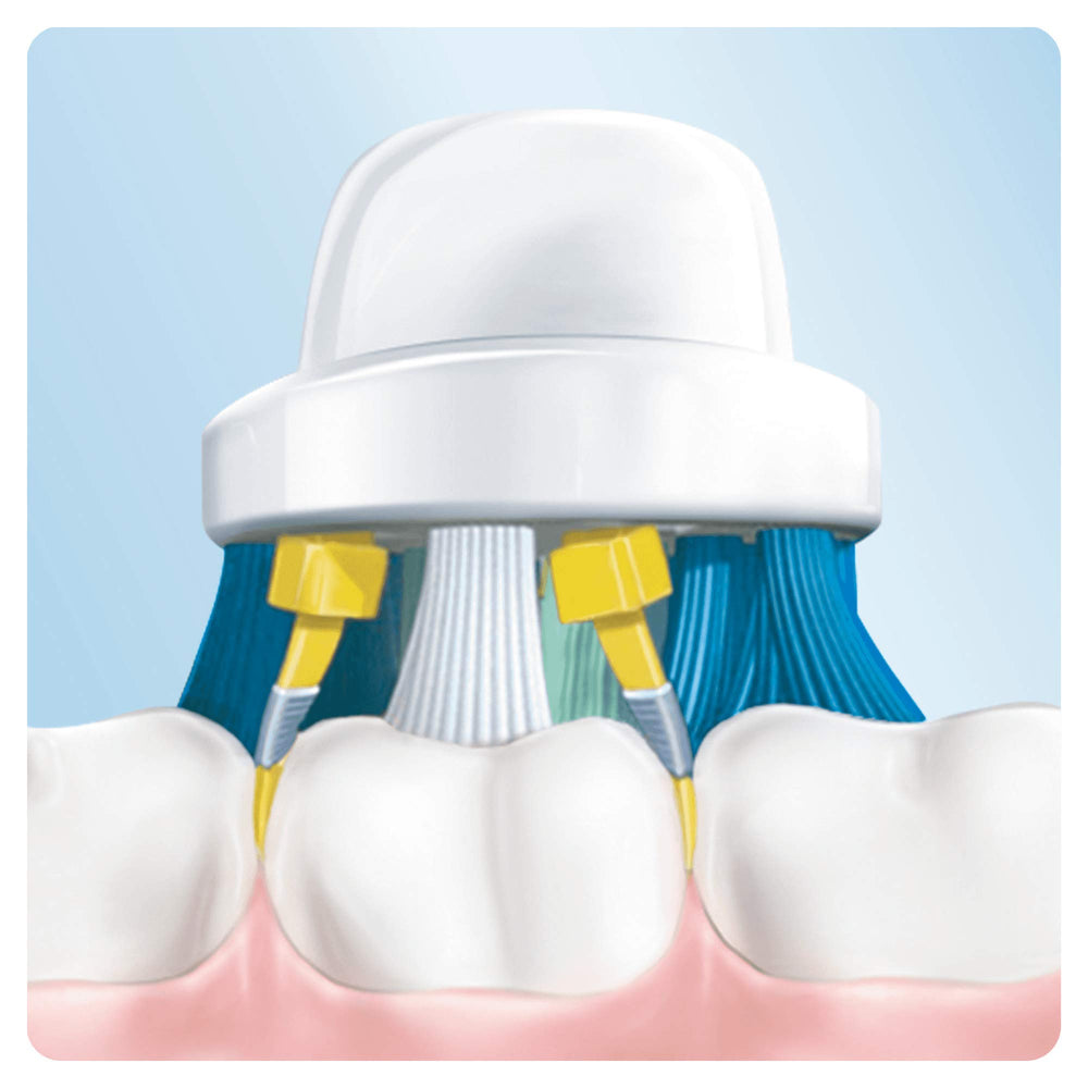 Oral-B cabeza de cepillo en mano mostrando compatibilidad y fácil instalación