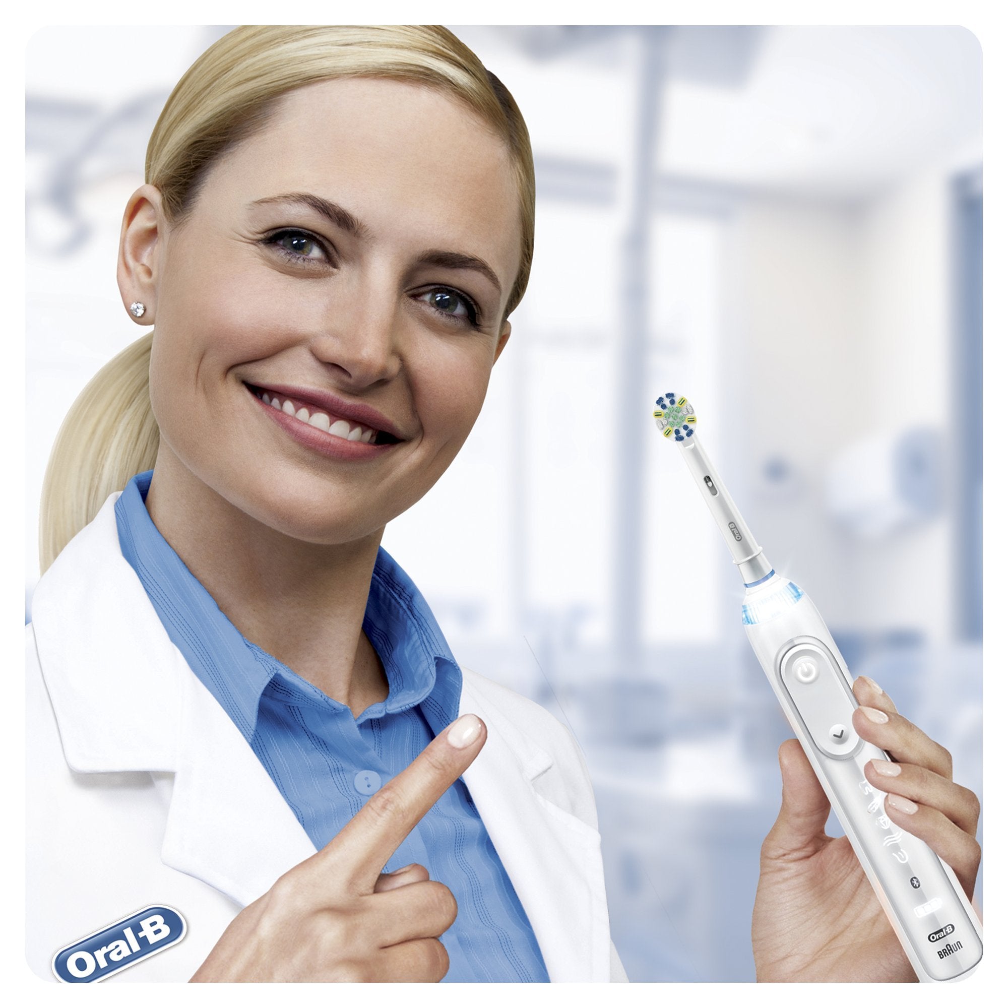 Oral-B envase con etiqueta legible y beneficio de instrucciones claras
