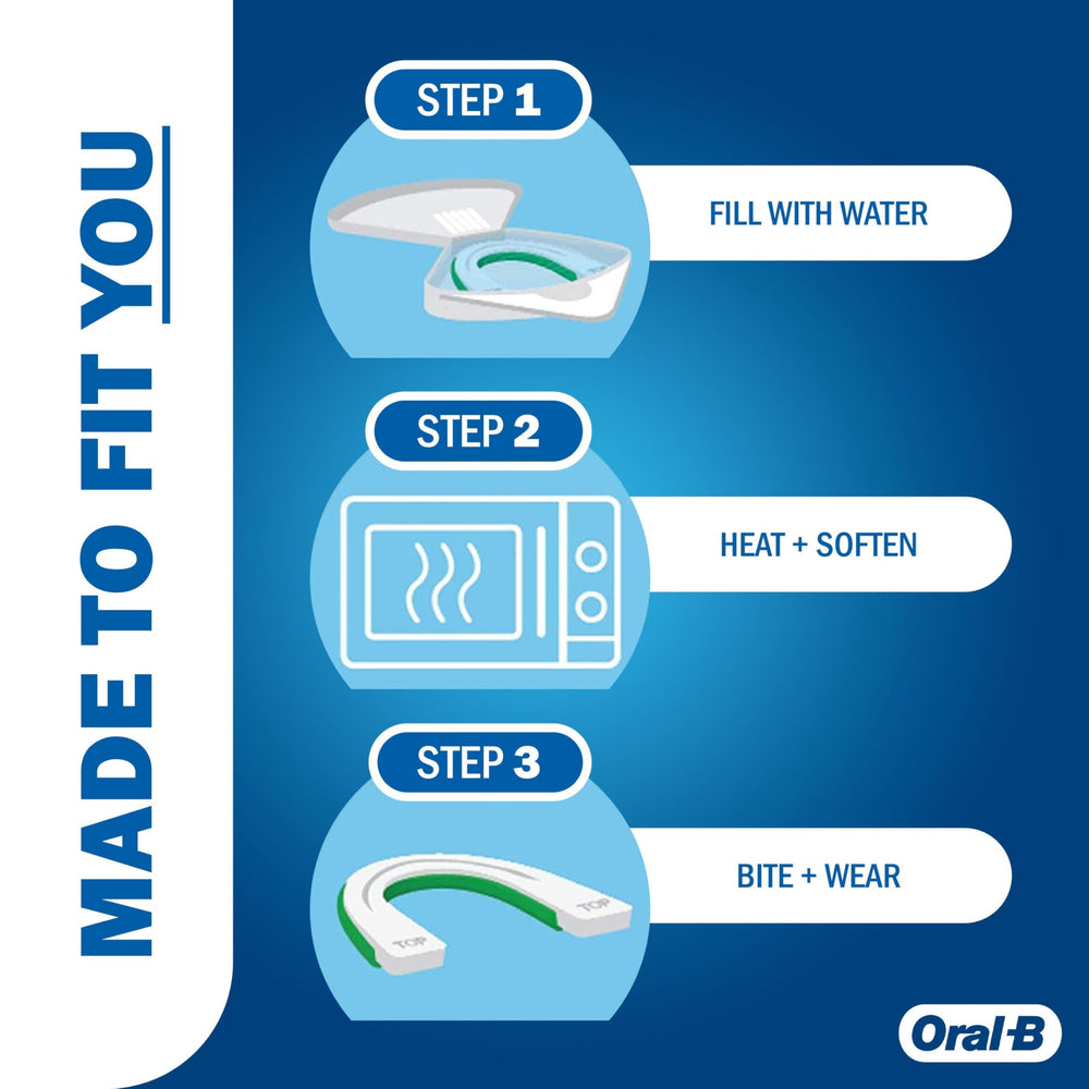 Oral-B impression tray positioned with guard during molding to show simple at-home use