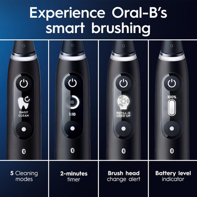 Oral-B iO app en teléfono mostrando mapeo para mejorar técnica de cepillado
