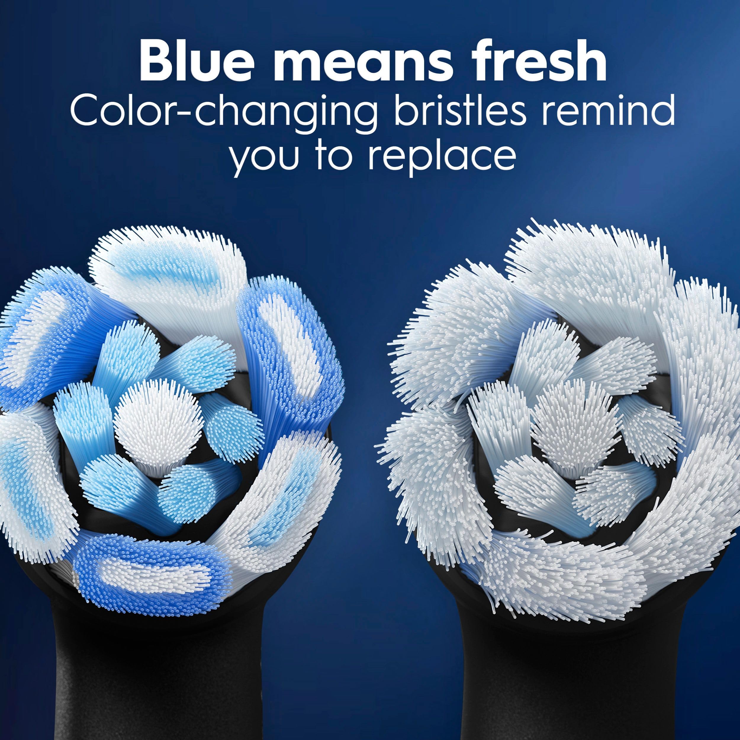 Oral-B cerdas que cambian de color como aviso de reemplazo para mantener eficacia