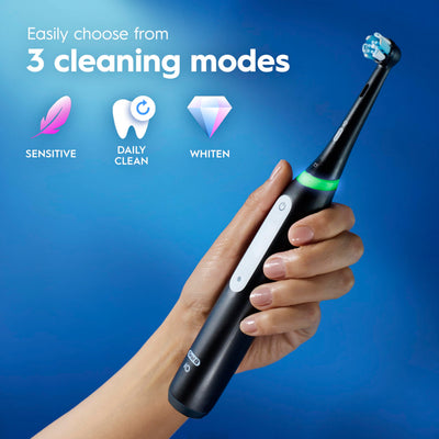 Oral-B iO3 temporizador mostrando intervalos de 30 segundos para limpieza uniforme