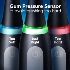 Oral-B iO5 light ring showing pressure sensor feedback to protect gums