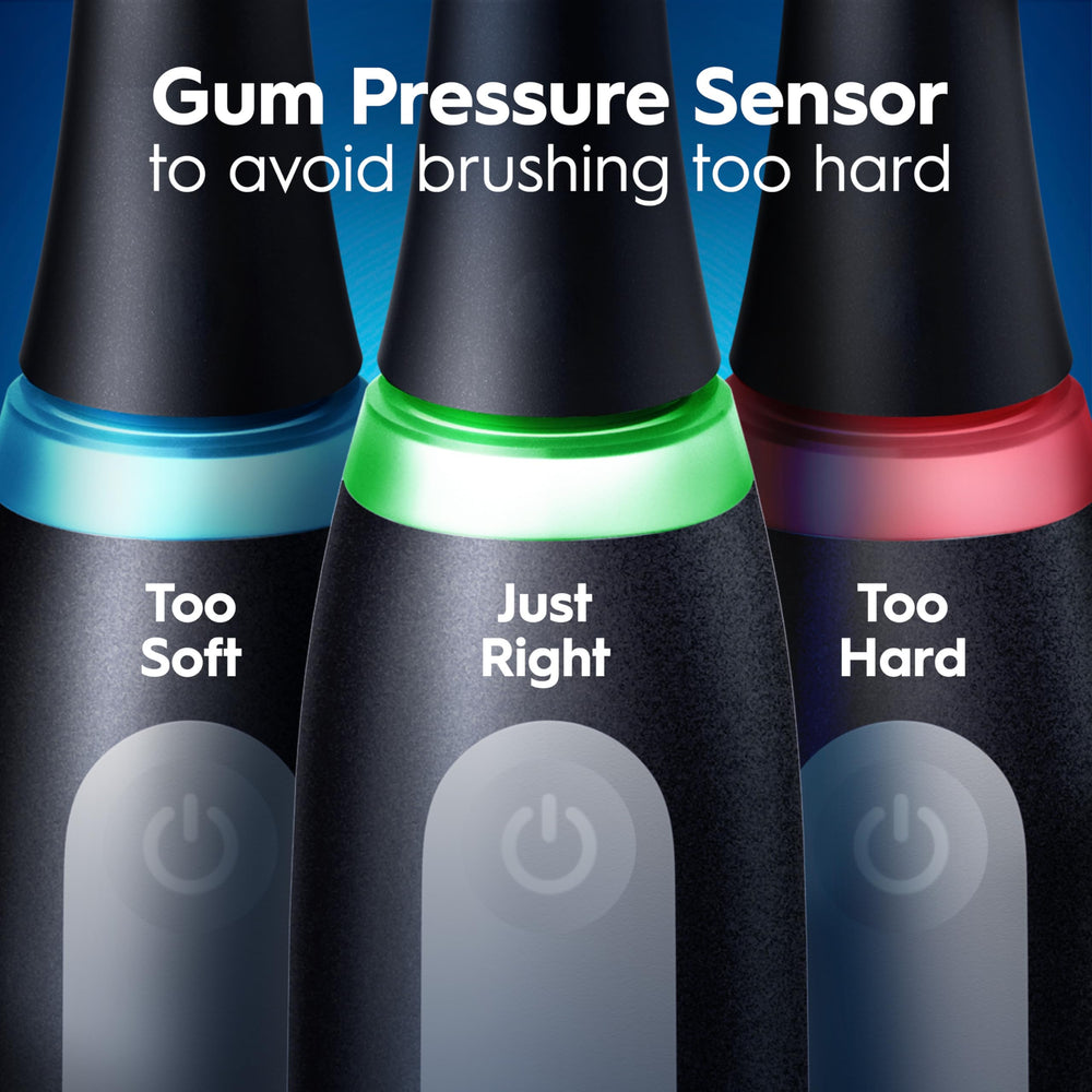 Oral-B iO5 sensor de presión iluminado protegiendo encías